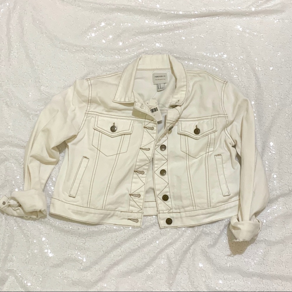 NWT white denim jean jacket
